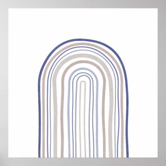 Mid Century Arches - Blauw en beige Poster (Voorkant)