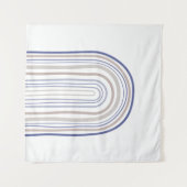 Mid Century Arches - Blauw en beige Wandkleed (Voorkant (horizontaal))