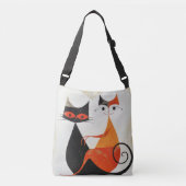 Mid Century Art Cat Duo Print Crossbody Tas (Voorkant)
