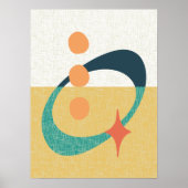 Mid Century Atomic Abstract geel, Sinaasappel, Bla Poster (Voorkant)