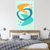 Mid Century Atomic Age 7 Aqua, Blauwgroen, Sinaasa Canvas Afdruk (Insitu (Slaapkamer))