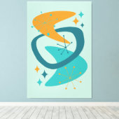 Mid Century Atomic Age 7 Aqua, Blauwgroen, Sinaasa Canvas Afdruk (Insitu (Houten vloer))