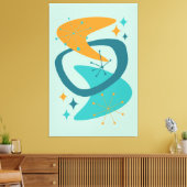 Mid Century Atomic Age 7 Aqua, Blauwgroen, Sinaasa Canvas Afdruk (Insitu (Woonkamer))