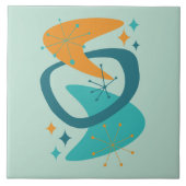 Mid Century Atomic Age 7 Aqua, Blauwgroen, Sinaasa Tegeltje (Voorkant)