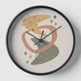 Mid Century Atomic Age 7 Geel, Groen, Tan