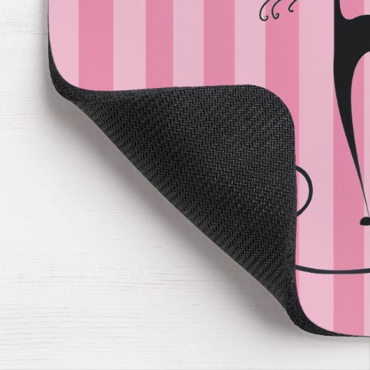 Mid-Century Atomic Black Cat Mousepad Muismat (Hoek)