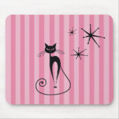 Mid-Century Atomic Black Cat Mousepad  Muismat (Voorkant)