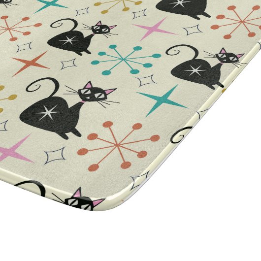 Mid Century Atomic Cat with Starbursts Snijplank (Hoek)
