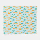 Mid Century Atomic Diamonds Aqua, Blauwgroen, Sina Fleece Deken (Voorkant (Horizontaal))