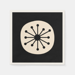 Mid Century Atomic Dot Schattige Retro Zwart en Cr Servet
