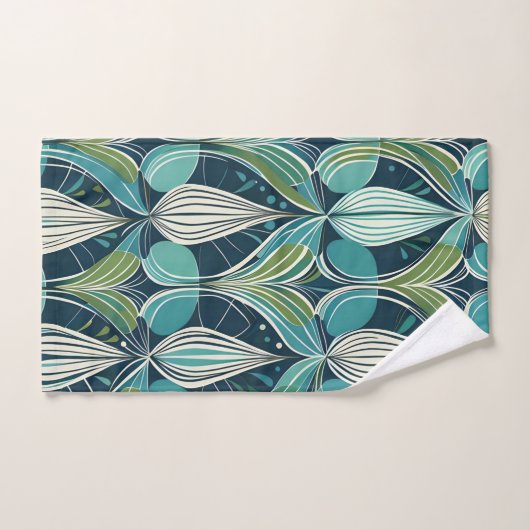 Mid Century Atomic Drops Blue Green Pattern Bad Handdoek (Handdoek)