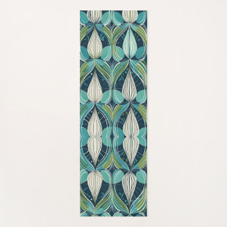 Mid Century Atomic Drops Blue Green Pattern Yogamat