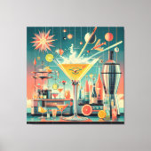 Mid Century Atomic Futuristic Citrus Martini Bar Canvas Afdruk (Voorkant)