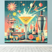 Mid Century Atomic Futuristic Citrus Martini Bar Canvas Afdruk (Insitu (Houten vloer))