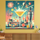 Mid Century Atomic Futuristic Citrus Martini Bar Canvas Afdruk (Insitu (Woonkamer))