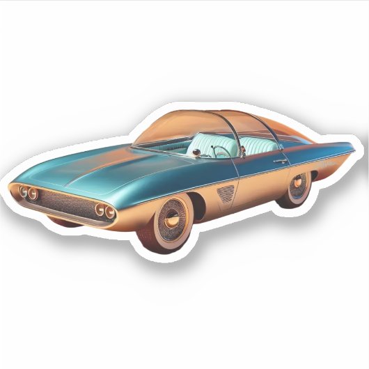 Mid Century Atomic Futuristic Concept Car Sticker (Voorkant)
