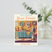 Mid Century Atomic Futuristic Party Room Briefkaart (Staand voorkant)