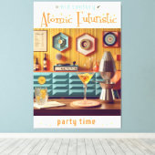 Mid Century Atomic Futuristic Party Room Canvas Afdruk (Insitu (Houten vloer))