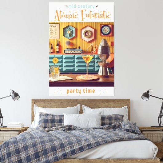Mid Century Atomic Futuristic Party Room Canvas Afdruk (Insitu (Slaapkamer))