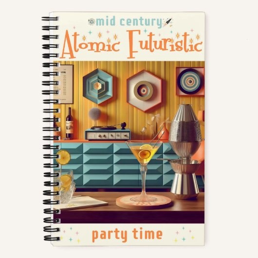 Mid Century Atomic Futuristic Party Room Notitieboek (Voorkant)