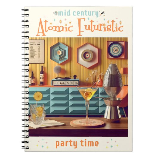 Mid Century Atomic Futuristic Party Room Notitieboek (Voorkant)