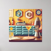 Mid Century Atomic Retro Futuristic Party Room Canvas Afdruk (Voorkant)