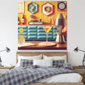 Mid Century Atomic Retro Futuristic Party Room Canvas Afdruk (Insitu (Slaapkamer))