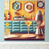 Mid Century Atomic Retro Futuristic Party Room Canvas Afdruk (Insitu (Houten vloer))