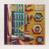 Mid Century Atomic Retro Futuristic Party Room Legpuzzel (Horizontaal)