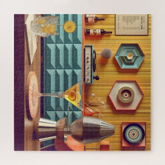 Mid Century Atomic Retro Futuristic Party Room Legpuzzel (Horizontaal)