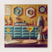 Mid Century Atomic Retro Futuristic Party Room Legpuzzel (Verticaal)