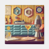 Mid Century Atomic Retro Futuristic Party Room Magneet (Voorkant)