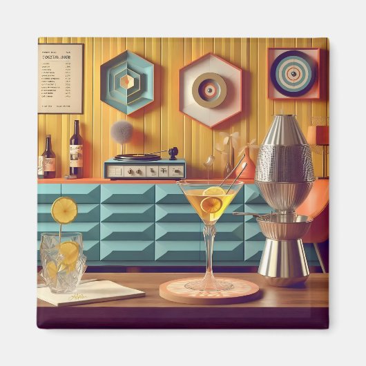 Mid Century Atomic Retro Futuristic Party Room Magneet (Voorkant)