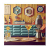 Mid Century Atomic Retro Futuristic Party Room Tegeltje (Voorkant)