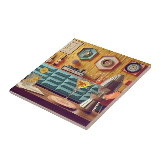 Mid Century Atomic Retro Futuristic Party Room Tegeltje (Zijkant)