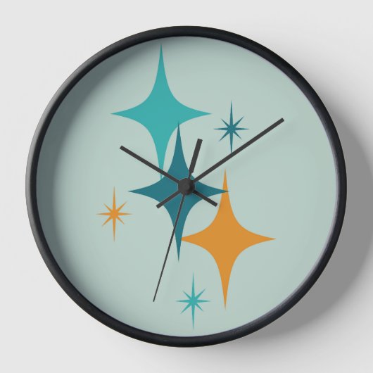 Mid Century Atomic Starburst Blauwgroen, Aqua, Sin (Voorkant)