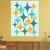 Mid Century Atomic Starburst Blauwgroen, Aqua, Sin Canvas Afdruk (Insitu (Woonkamer))