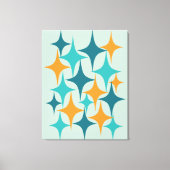 Mid Century Atomic Starburst Blauwgroen, Aqua, Sin Canvas Afdruk (Voorkant)