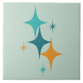 Mid Century Atomic Starburst Blauwgroen, Aqua, Sin Tegeltje (Voorkant)