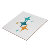 Mid Century Atomic Stars Wit Blauwgroen Aqua Sinaa Tegeltje (Zijkant)