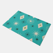 Mid Century Atomic Stars with diamonds on Teal  Deurmat (Schuin)