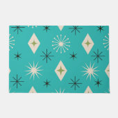Mid Century Atomic Stars with diamonds on Teal  Deurmat (Voorkant)