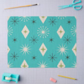 Mid Century Atomic Stars with diamonds on Teal  Tissuepapier (Craft)