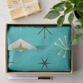 Mid Century Atomic Stars with diamonds on Teal  Tissuepapier (Geschenk)