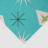 Mid Century Atomic Stars with diamonds on Teal  Tissuepapier (Detail)
