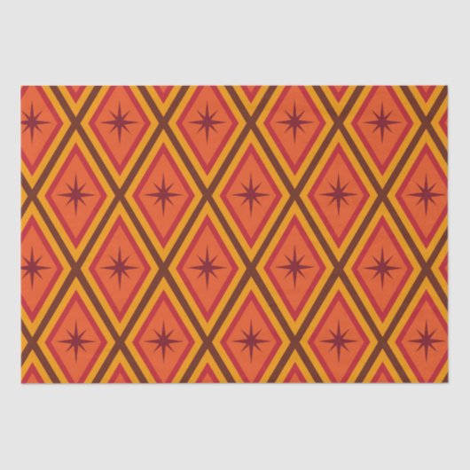 Mid Century Atomische Starbursts op retro diamante Tissuepapier (Voorkant)