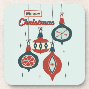 Mid-Century Atomistisch Kerstfeest Bier Onderzetter