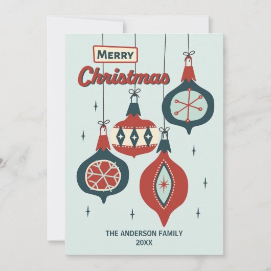 Mid-Century Atomistisch Kerstfeest Feestdagenkaart (Voorkant)