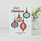 Mid-Century Atomistisch Kerstfeest Feestdagenkaart (Staand voorkant)
