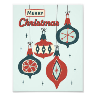 Mid-Century Atomistisch Kerstfeest Foto Afdruk